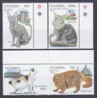 1994 Uganda 1362-1363,1366,1369 Cats 11,30 € - Domestic Cats