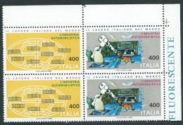 Italia 1983; Lavoro Italiano Nel Mondo: Industria Automobilistica, 2 Serie Complete D' Angolo Con FLUORESCENTE. - 1981-90: Neufs