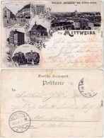 Mittweida MehrbildLitho: Markt, Technikum, Panorama Ansichtskarte G 1900 - Mittweida