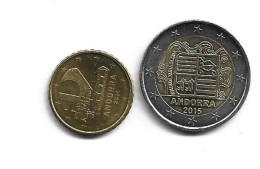 Andorra , Monnaie 2,00 Euro (2015) + 10 Cents (2014) Neufs, Uncirculated. Rare-Scarce. Deux Photos. - Andorre