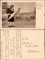  Glückwunsch - Schulanfang/Einschulung: Mädchen Mit Zuckertüte 1937 - Eerste Schooldag
