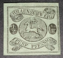 Old Germany, Brunswick 1/2 Gr 5 Pfennig 1861 Michel 10 Mint OG, Inspected Authentic And Attractive! - Brunswick