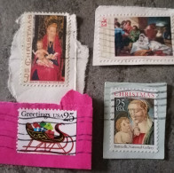 USA Christmas Boticelli National Gallery Paints 4 Used Stamps - 3a. 1961-… Gebraucht