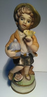 VINTAGE STATUETTA PORCELLANA BISQUIT CAPODIMONTE - BAMBINO CON UCCELLINO - Capodimonte (ITA)