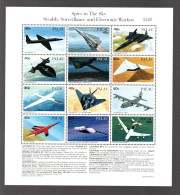 Palau 1996 Sheet Aviation/airmail/Luftfahrt Stamps (Michel 1108/19 KLB) MNH - Palau