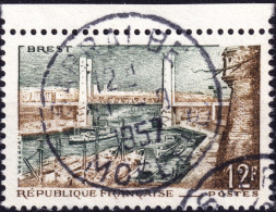 FRANCE - 1957 TàD "SARRALBE / MOSELLE" (Type A7) Sur Yv.1117 12fr Port De Brest - Oblitérés