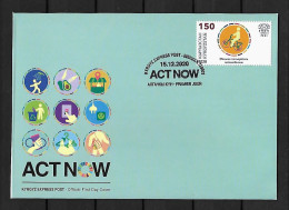 2020 Joint Kyrgyzstan - Belarus - Croatia - Malta - Slovakia,  FDC KYRGYZSTAN WITH 1 STAMP: Act Now - Emissions Communes