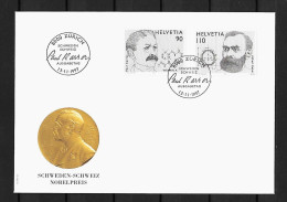 1997 Joint Switzerland And Sweden, SWISS FDC 2 STAMPS: Nobel Prize Winners - Emissions Communes
