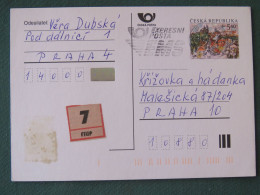 Czech Republic 2001 Stationery Postcard 5.40 Kcs Prague Sent Locally From Prague, EMS Slogan - Briefe U. Dokumente