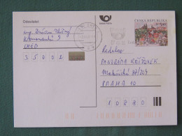 Czech Republic 2001 Stationery Postcard 5.40 Kcs Prague Sent Locally From Cheb, Post Fax Slogan - Covers & Documents