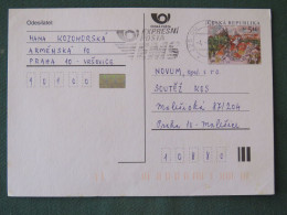 Czech Republic 2001 Stationery Postcard 5.40 Kcs Prague Sent Locally From Prague, EMS Slogan - Covers & Documents