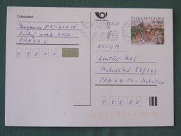 Czech Republic 2001 Stationery Postcard 5.40 Kcs Prague Sent Locally From Prague, EMS Slogan - Cartas & Documentos