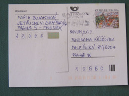 Czech Republic 2001 Stationery Postcard 5.40 Kcs Prague Sent Locally From Prague, EMS Slogan - Lettres & Documents