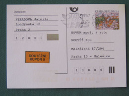 Czech Republic 2001 Stationery Postcard 5.40 Kcs Prague Sent Locally From Prague, EMS Slogan - Brieven En Documenten