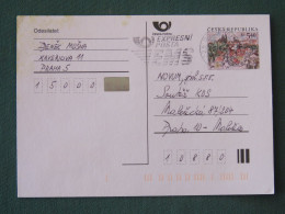 Czech Republic 2001 Stationery Postcard 5.40 Kcs Prague Sent Locally From Prague, EMS Slogan - Briefe U. Dokumente