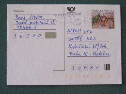 Czech Republic 2001 Stationery Postcard 5.40 Kcs Prague Sent Locally From Prague, EMS Slogan - Briefe U. Dokumente