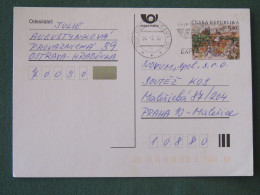 Czech Republic 2001 Stationery Postcard 5.40 Kcs Prague Sent Locally From Ostrava, EMS Slogan - Covers & Documents