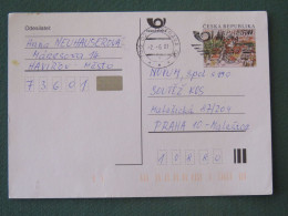 Czech Republic 2001 Stationery Postcard 5.40 Kcs Prague Sent Locally From Ostrava, EMS Slogan - Storia Postale