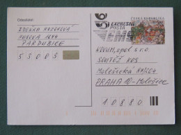 Czech Republic 2001 Stationery Postcard 5.40 Kcs Prague Sent Locally From Pardubice, EMS Slogan - Lettres & Documents