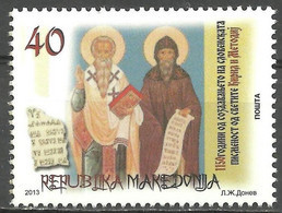 Macedonia 2013 1150th Anniversary Saints Cyril And Methodius Religions Christianity Cyrillic Alphabet Stamp MNH - Cristianismo