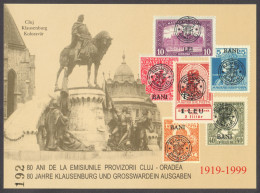 Kolozsvár Cluj Matthias Corvinus KING Occupation Overprint 1919 Romania Hungary Transylvania Philatelist Memorial 1999 - Transilvania