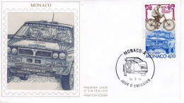 Monaco - Monte-Carlo Rallye - Lancia Delta Integrale - Sport Velocipedique -  Envelope FDC Prémier Jour - Automobile