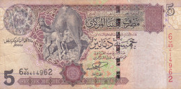 LIBYA 5 DINARS 2004 P-69a F/VF SERIES 40 - Libië