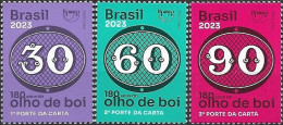 BRAZIL - COMPLETE SET 180 YEARS OF BULL'S EYE, 1st BRAZILIAN STAMPS (UPAEP ISSUE) 2023 - MNH - Francobolli Su Francobolli