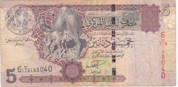 LIBYA 5 DINARS 2004 P-69a F/VF SERIES 113 - Libye