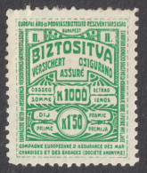 Railway Train Baggage Insurance / Travel EUROPE 1920 HUNGARY Croatia Revenue Tax Label Vignette Coupon 1000 K Inflation - Revenue Stamps