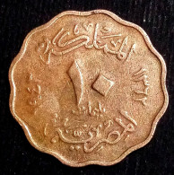 EGYPT, 10 Milliemes, 1943, King Farouk, Km 361, Perfect, Agouz - Egipto