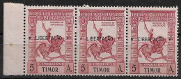 TIMOR 1947 EMPIRE STAMP SURC. "LIBERTAÇÃO" - STRIP OF 3 MNH (NP#72-P17-L4) - Timor