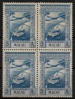 MACAU 1938 PORTUGUESE EMPIRE AIRMAIL - BLOCK OF 4 MNH (NP#72-P17-L4) - Neufs