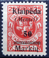 MEMEL - KLAIPEDA                          N° 138     (Cat. Michel)                       NEUF* - Klaipeda 1923