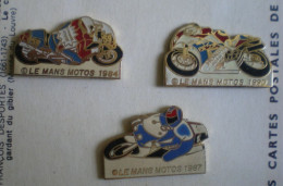 PIN'S  MOTOS  Le Mans, Lot De 3 Pièces Années 1984, 1987, 1990. - Moto