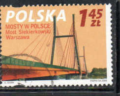POLONIA POLAND POLSKA 2008 BRIDGES SIEKIERKOWSKI BRIDGE WARSAW 1.45z USED USATO OBLITERE' - Usati