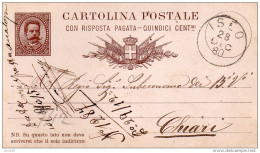 1880 CARTOLINA CON ANNULLO ISEO BRESCIA - Stamped Stationery