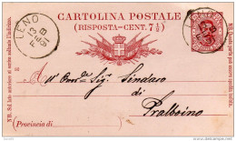 1891 CARTOLINA CON ANNULLO  LENO BRESCIA - Entiers Postaux