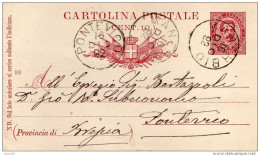 1892  CARTOLINA CON ANNULLO MANERBIO BRESCIA  + PONTEVICO - Entiers Postaux