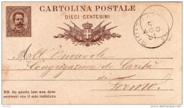 1881 CARTOLINA CON ANNULLO RIPATRANSONE ASCOLI - Entiers Postaux