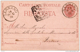 1899 CARTOLINA CON ANNULLO SARNANO MACERATA - Stamped Stationery