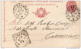 1896 CARTOLINA CON ANNULLO CASTELRAIMONDO MACERATA - Entiers Postaux