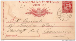 1891CARTOLINA CON ANNULLO CASTELRAIMONDO MACERATA - Postwaardestukken