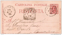 1896   CARTOLINA CON ANNULLO SARNANO MACERATA - Entiers Postaux
