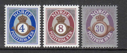 2010 Norway Redrawn Posthorn Definitives SILVER Complete Set Of 3 MNH @ BELOW FACE VALUE - Neufs