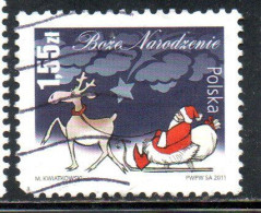 POLONIA POLAND POLSKA 2011 CHRISTMAS SANTA CLAUS 1.55z USED USATO OBLITERE' - Oblitérés