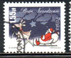 POLONIA POLAND POLSKA 2011 CHRISTMAS SANTA CLAUS 1.55z USED USATO OBLITERE' - Used Stamps