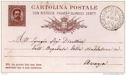 1880  CARTOLINA CON ANNULLO CASTELLUCCIO  VALMAGGIORE FOGGIA - Postwaardestukken