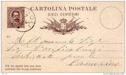 1888  CARTOLINA CON ANNULLO  GINGOLI   MACERATA - Entero Postal