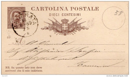 1889  CARTOLINA CON ANNULLO   MACERATA - Interi Postali